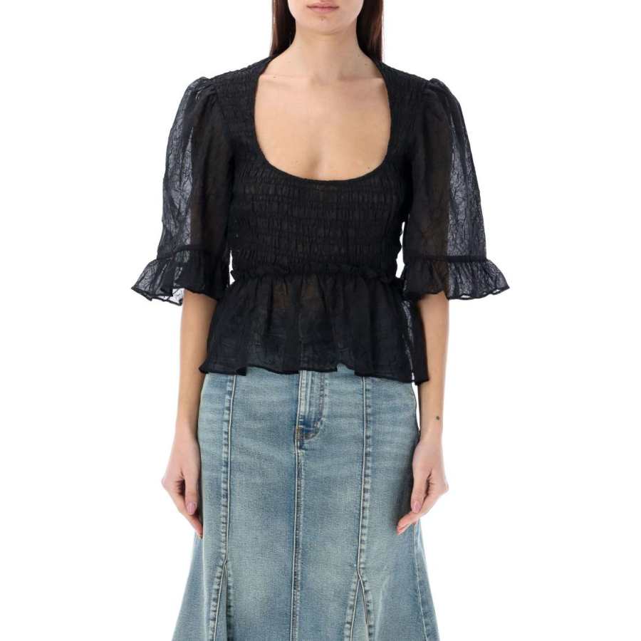 GANNI Crinckle Georgette Blouse