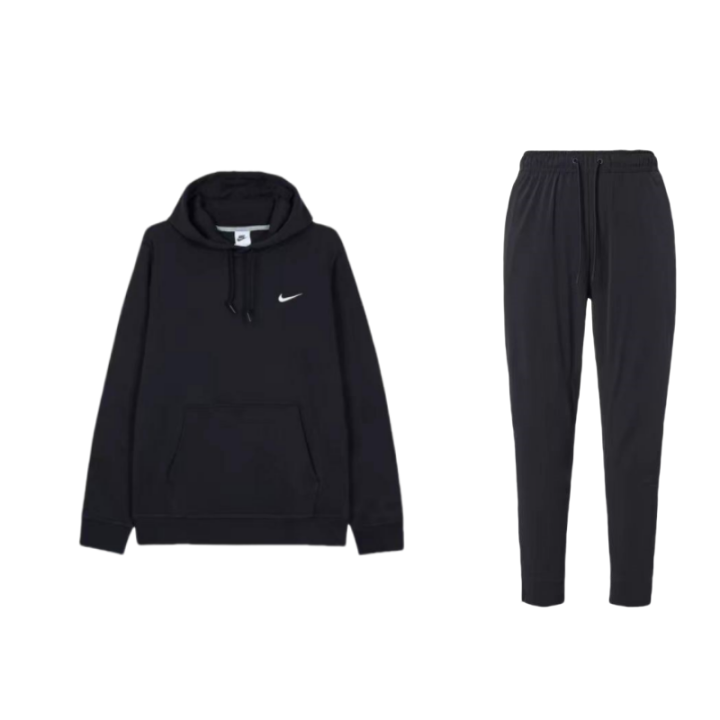 Nike Nike Hooded Fleece Lined Comfortable Long Sleeved Sweatshirt Quick Dry Breathable Pants Casual Sportswear Unisex Black
