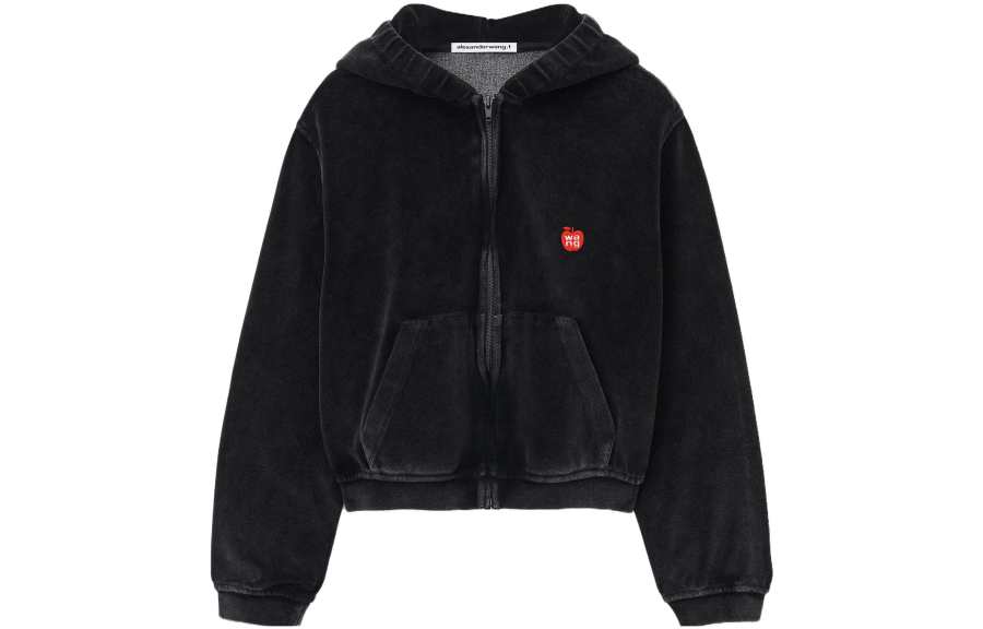 Alexander Wang T By Alexander Wang Zipped Velvet Hoodie