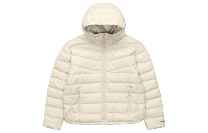 Nike Nike Down Jackets Women's Beige Hooded Moderate Puffer Jacket