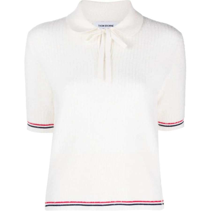 THOM BROWNE Rwb Striped Knitted Polo Shirt