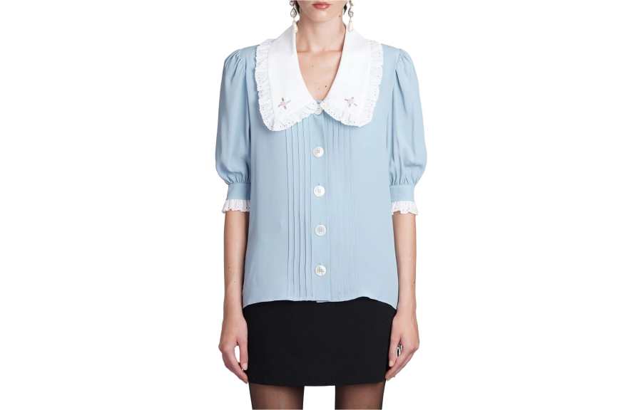 Alessandra Rich Shirts Women's Blue Peter Pan Collar Moderate Shirt