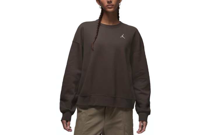 Jordan Jordan Brooklyn Sweatshirts Women's Brown Crew Neck Moderate Regular