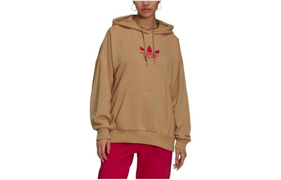 Adidas Originals Sweatshirts Women's Khaki Hooded Moderate Regular