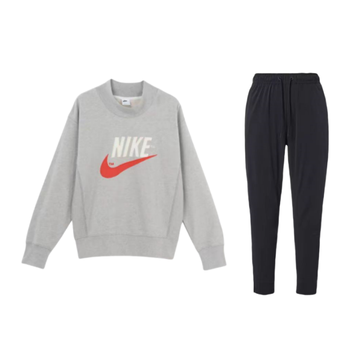 Nike Nike Casual Sportswear Unisex Light Gray/Black Crew Neck Moderate
