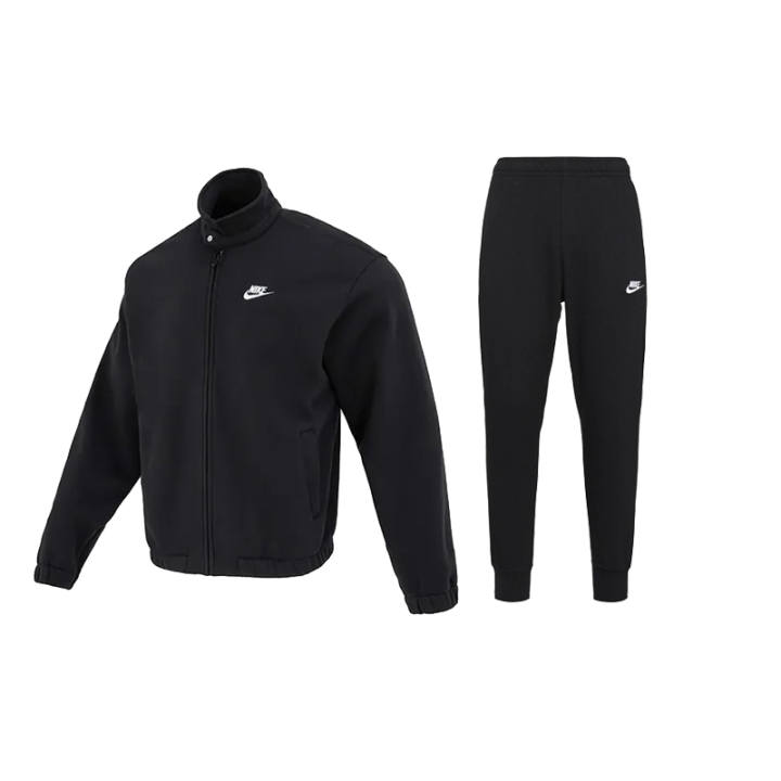 Nike Nike Solid Color Logo Label Thickened And Fleece Lined Stand Collar Jackets With Elastic Cuff Pants Casual Sportswear