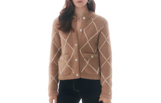 CHANEL Knitwear Women's Khaki Crew Neck Moderate Cardigan