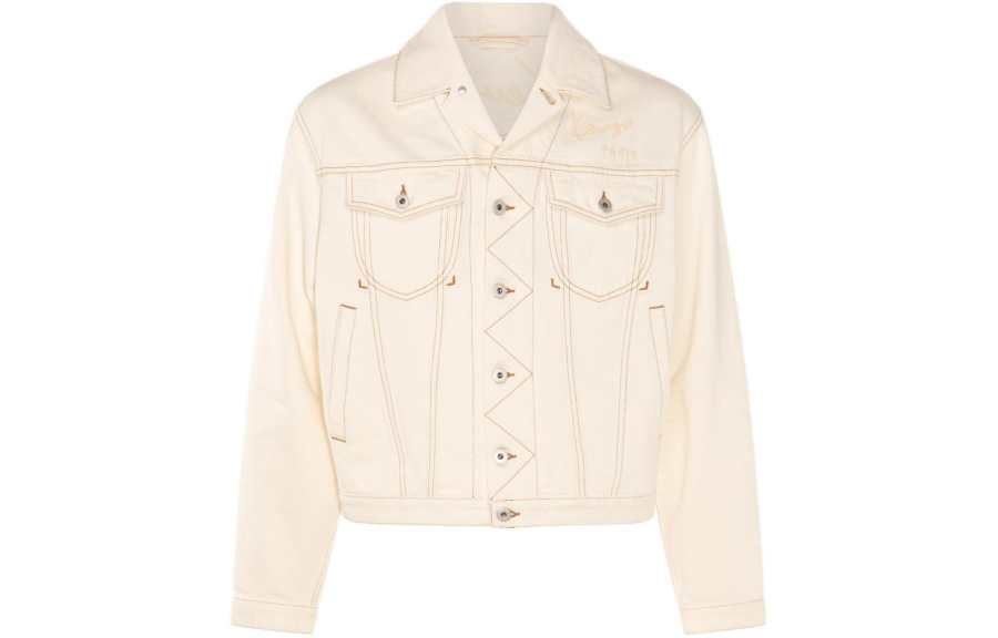 KENZO KENZO Logo Embroidered Washed Denim Jacket