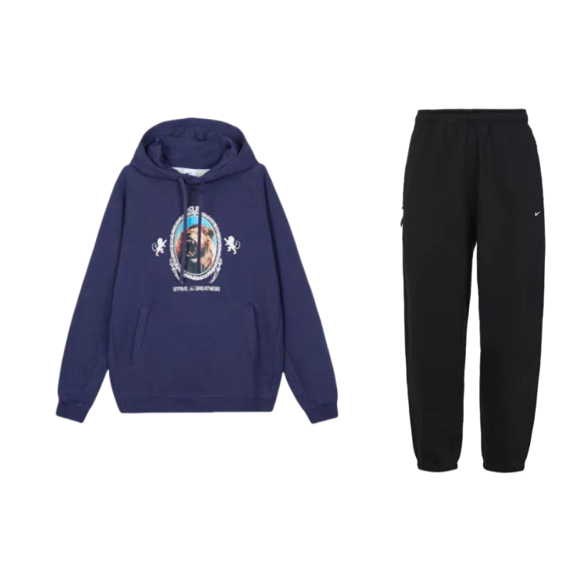 Nike Nike Lebron 2 Print Hooded Fleece Lined Long Sleeved Logo Lace Up Knitted Fabric Pants Casual Sportswear Unisex