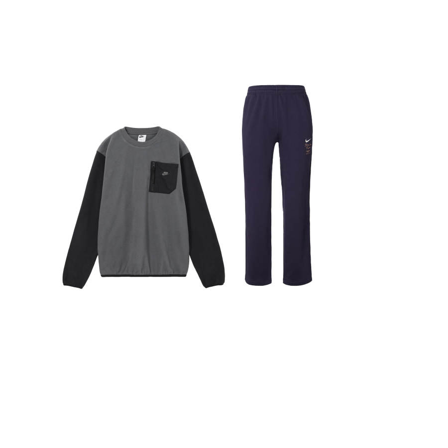 Nike Nike Sportswear Print Logo Crew Neck Fleece Lined Elastic Waistband Loose Fit Thermal Thickened Pants Casual Sportswear