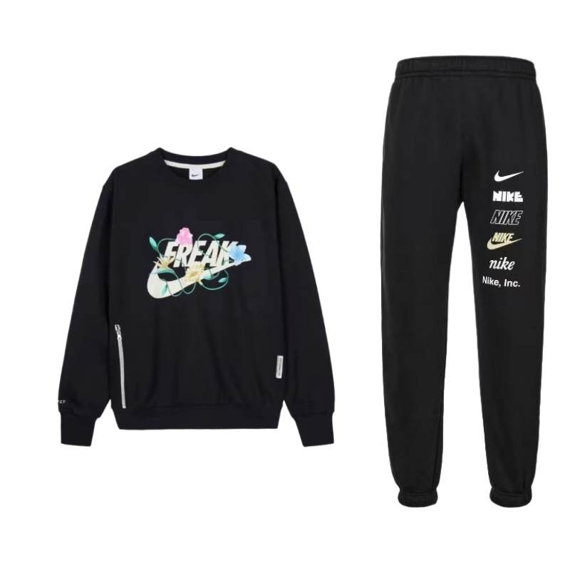Nike Nike Letter Crew Neck Print Pullover Long Sleeved American Vintage Fleece Lined Warm Retaining Knitted Fabric Pants