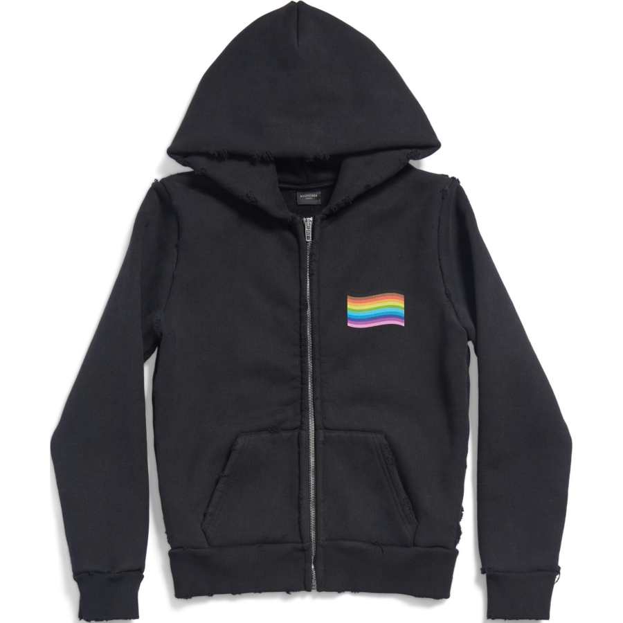Balenciaga Rainbow Printed Zip-Up Hoodie