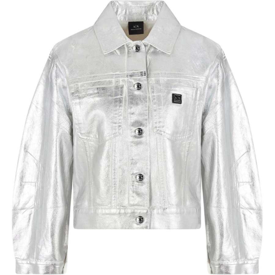 ARMANI EXCHANGE Armani Exchange metallic-finish denim jacket
