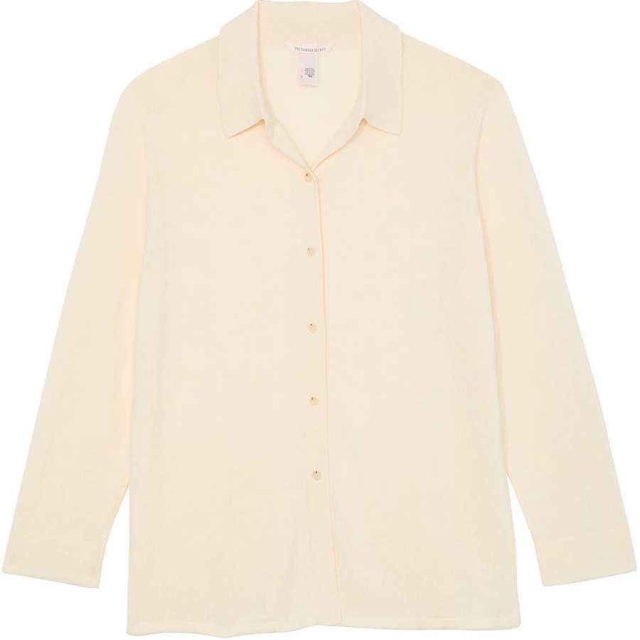 Victoria's Secret Luxe Crème Knit Button Up Shirt/CANDLELIGHT Knitwear Women's Candlelight White