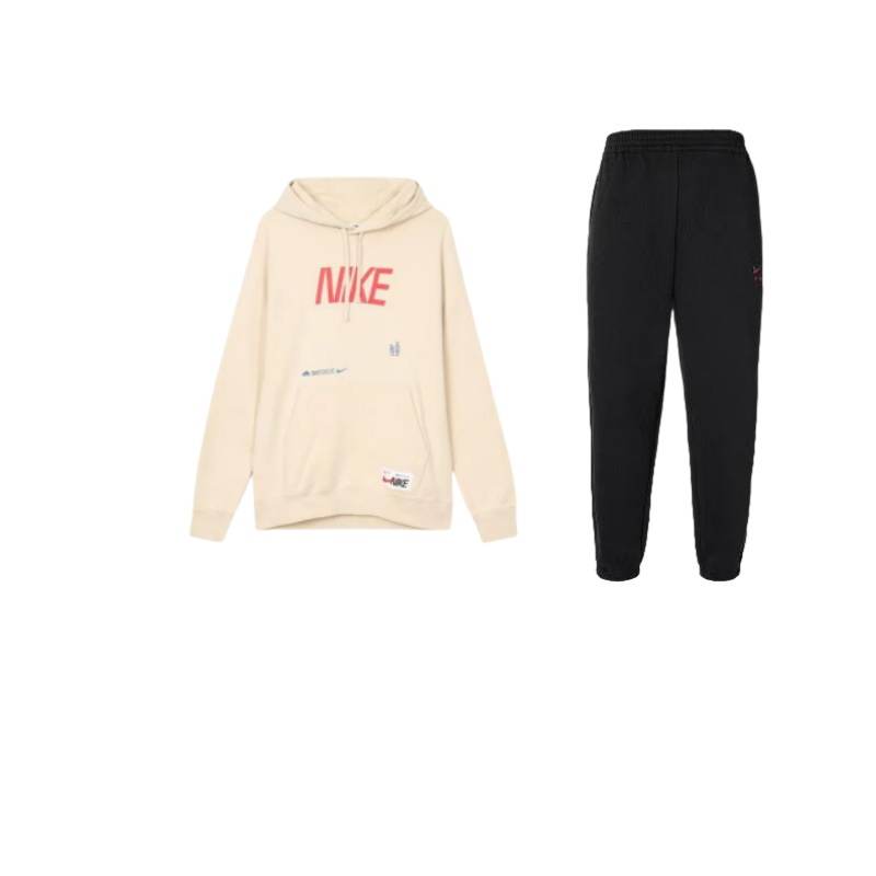 Nike Nike CNY Sportswear Brand Logo Letter Printed Pattern Fleece Lined Hoodie Knitted Fabric Pants Casual Sportswear Unisex