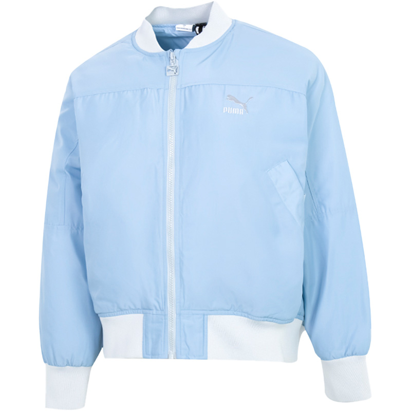 PUMA Down Jackets Women's Blue Baseball Collar Moderate