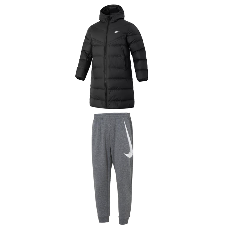 Nike Nike Casual Sportswear Men's Set Black Top+Gray Pants Hooded Moderate