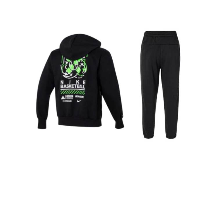 Nike Nike Letter Print Fitness Training Pullover Long Sleeved Top Fleece Lined Elastic Cuff Pants Casual Sportswear Unisex