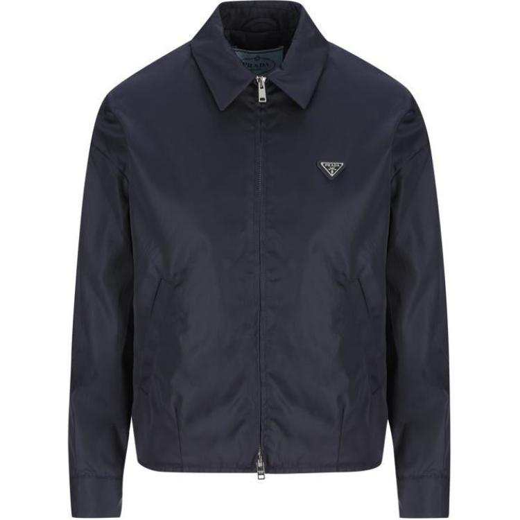 PRADA PRADA Logo Plaque Zip Up Jacket