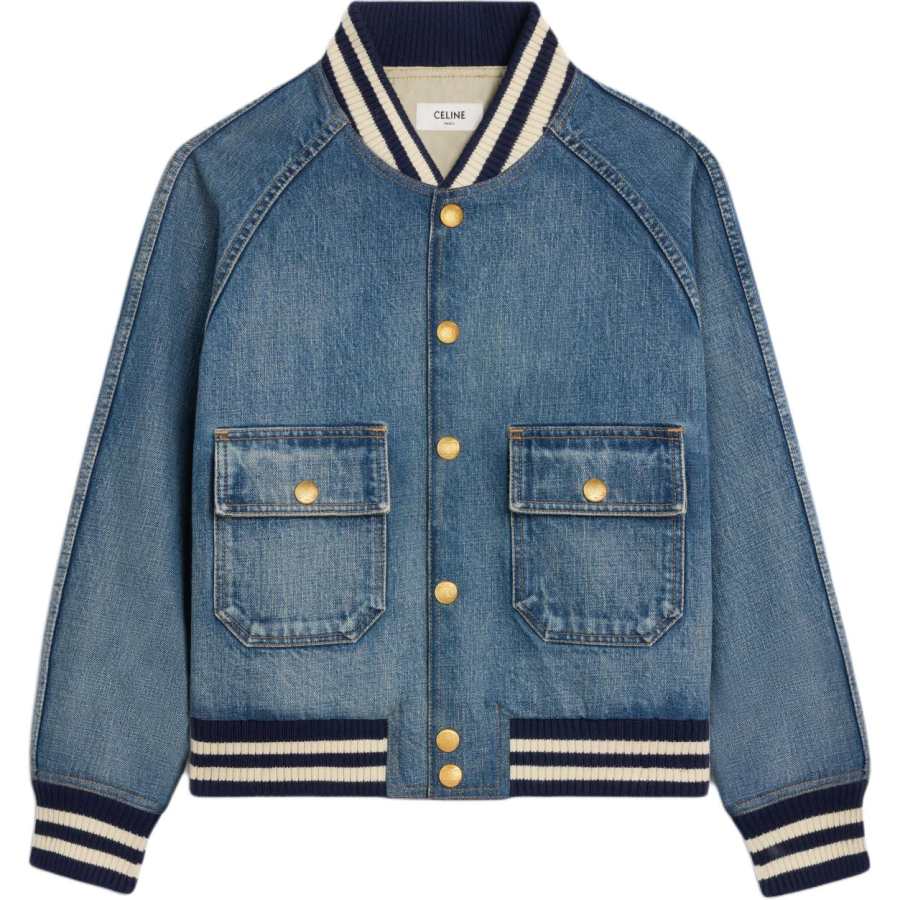 CELINE CELINE Teddy Jacket In Clean Ocean Breathe Wash Denim