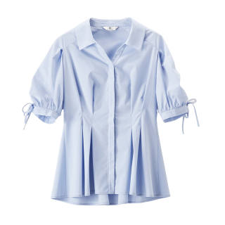 XIANGYING Shirts Women's Blue Square Collar Moderate Workwear