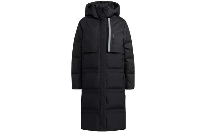 Adidas Adidas Down Jackets Women's Black Hooded Moderate Down Coat