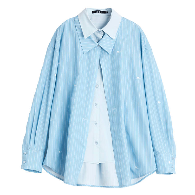 ELLE Shirt Women's Blue Stripes