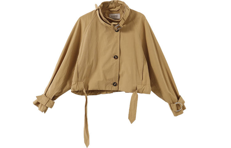 YUMOMO STAR Jackets Women's Khaki Stand Collar Moderate Other