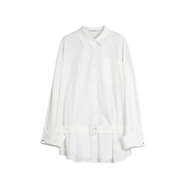 ELLE Shirts Women's White V Neck Moderate Shirt