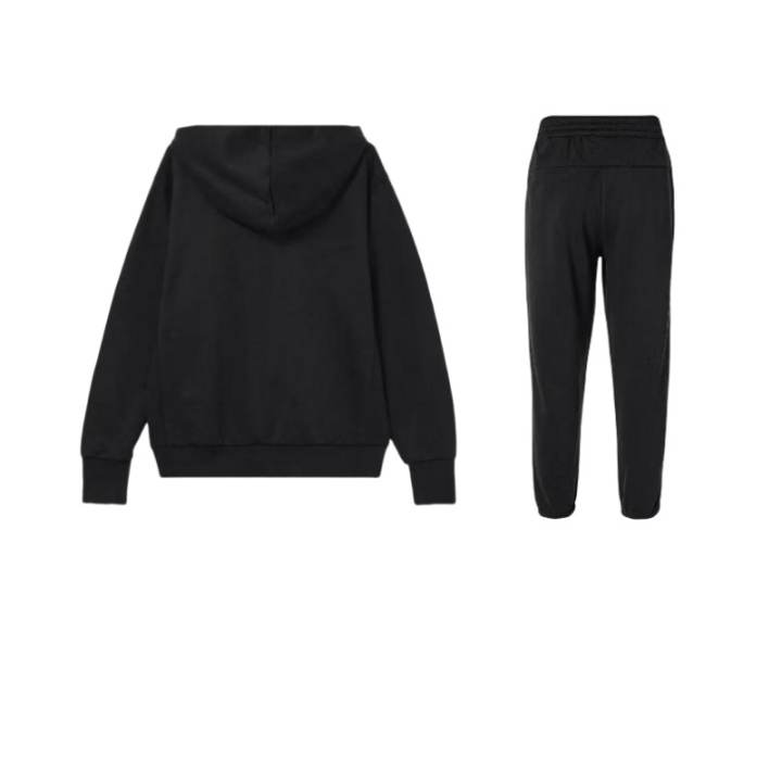 Nike Nike Premium Knitted Fabric Pullover Hooded Long Sleeved Elastic Cuff Fleece Lined Pants Casual Sportswear Unisex Black