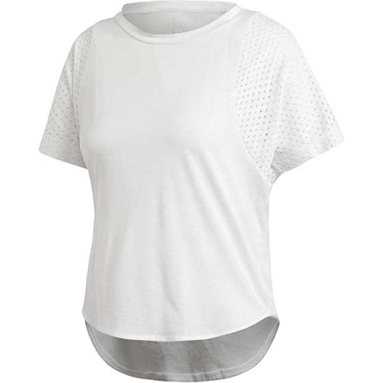 Adidas Adidas Clothing T Shirts Women's White Crew Neck Moderate Straight Fit