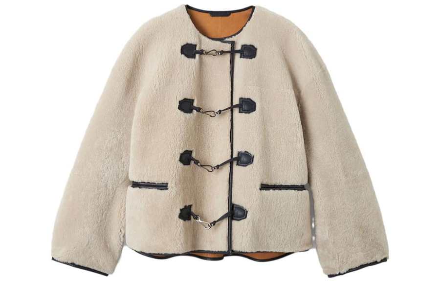 TOTEME Totême Teddy Shearling Clasp Buttoned Coat