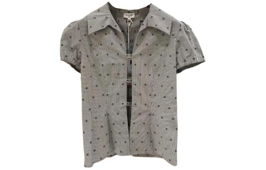 CHANEL Shirts Women's Gray Lapel Moderate Other