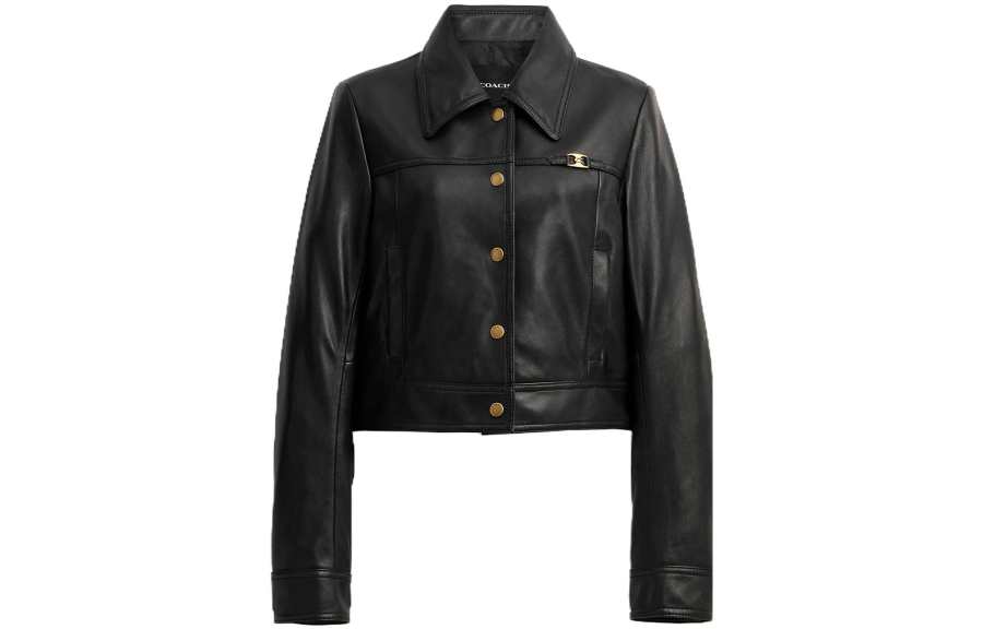 COACH COACH SS23 Leather Jacket Women's Black