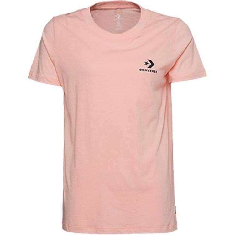 Converse T Shirts Women's Pink Crew Neck Moderate