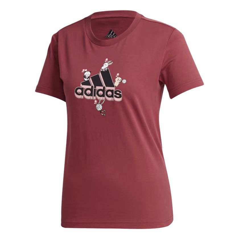 Adidas Adidas T Shirts Women's Red Crew Neck Moderate Nipped In Waist
