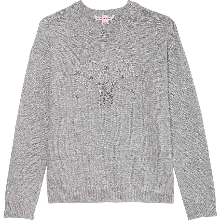 Victoria's Secret Embellished Crewneck Sweater/MHG Knitwear Women's Medium Gray