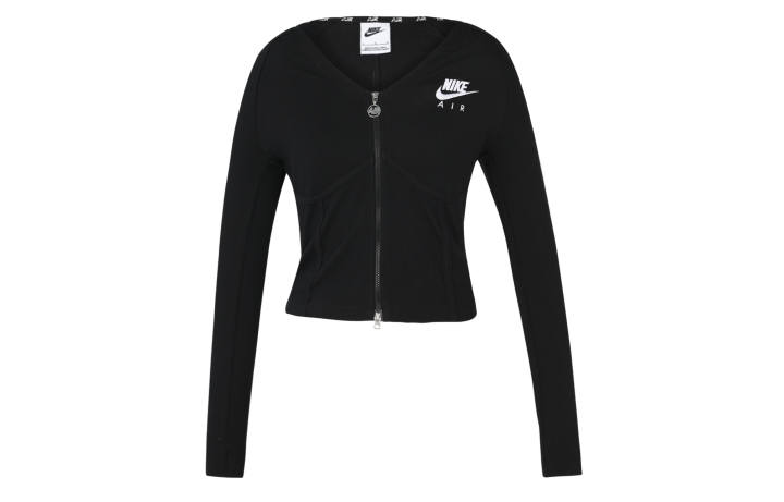 Nike Nike Sportswear Women's Logo Embroidered Double-Zip Herringbone Jacket Black