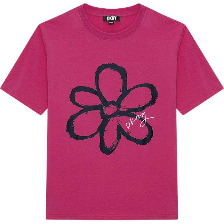 DKNY T Shirts Women's Red Crew Neck Moderate