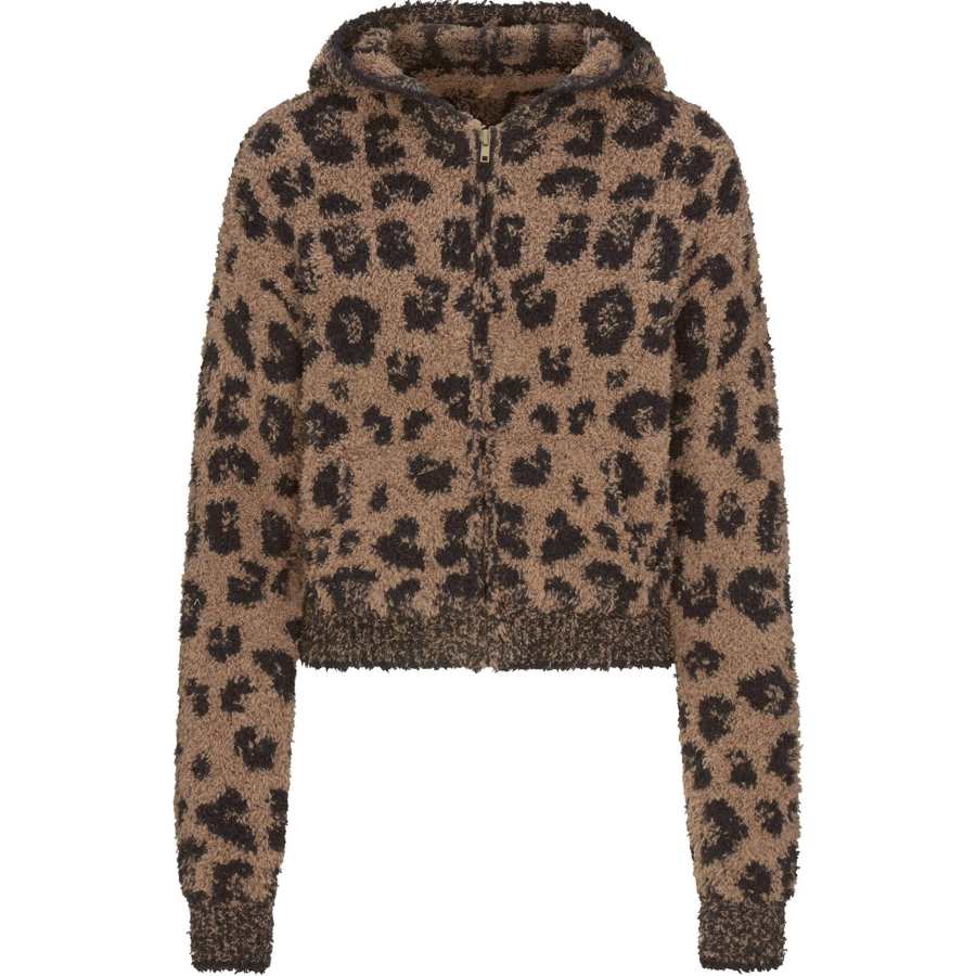 Skims FW24 Fake Day Collection COZY KNIT ANIMAL EAR HOODIE Sweatshirt Women's LEOPARD PRINT/Leopard Print