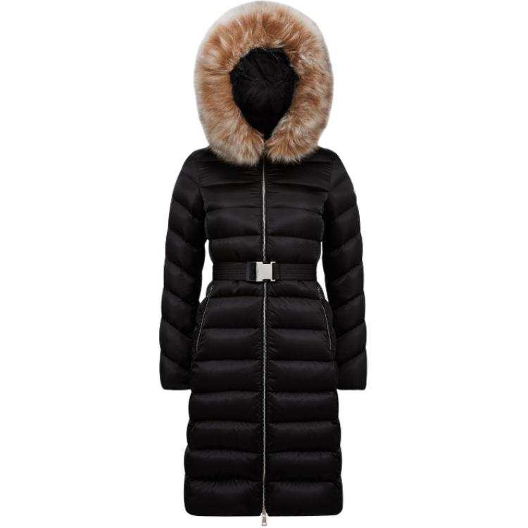 Moncler Leersie Hooded Shearling Long Down Jacket