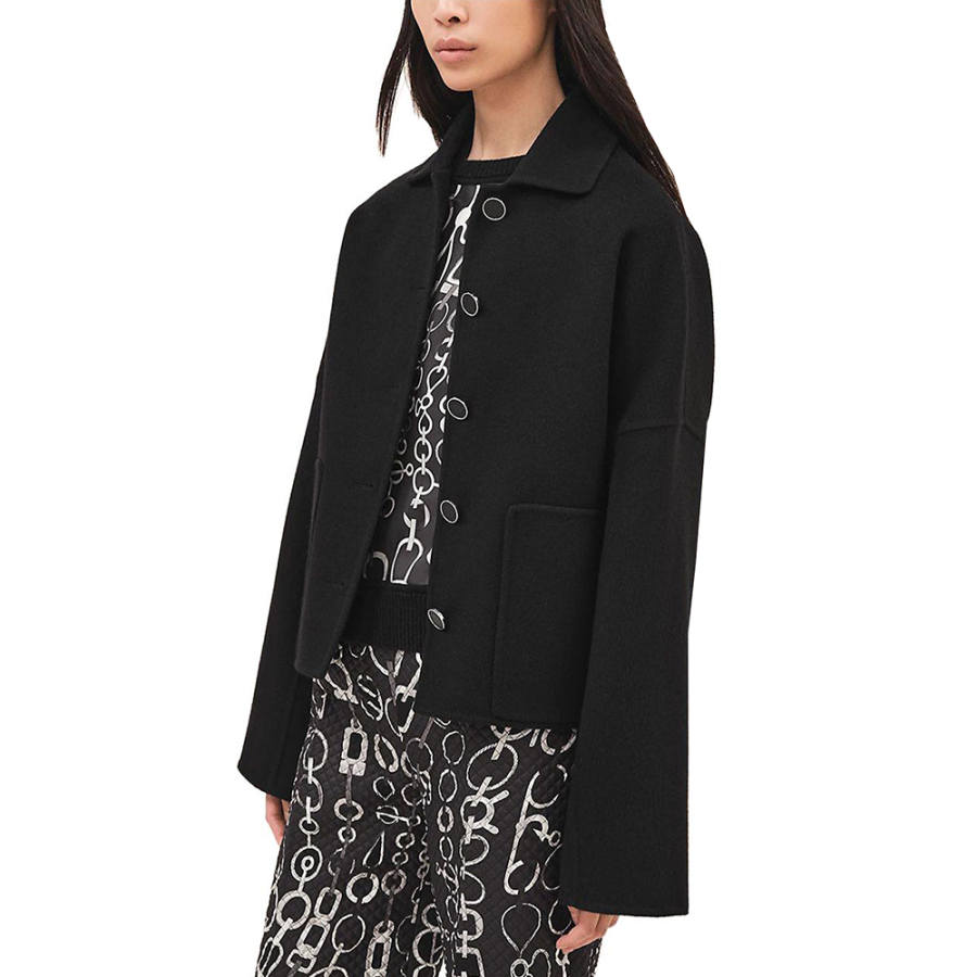 HERMES HERMES Jackets Women's Black Square Collar Moderate Other