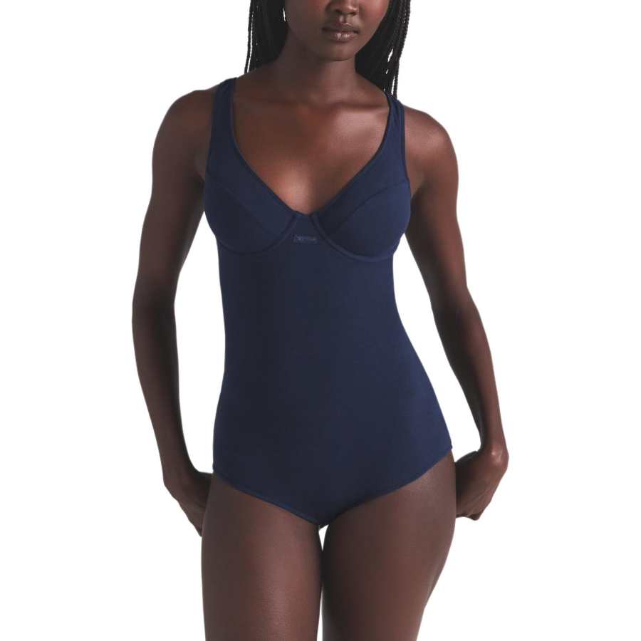 Skims SS25 COTTON JERSEY UNDERWIRE BODYSUIT Jumpsuit Women's NAVY/Marine Blue