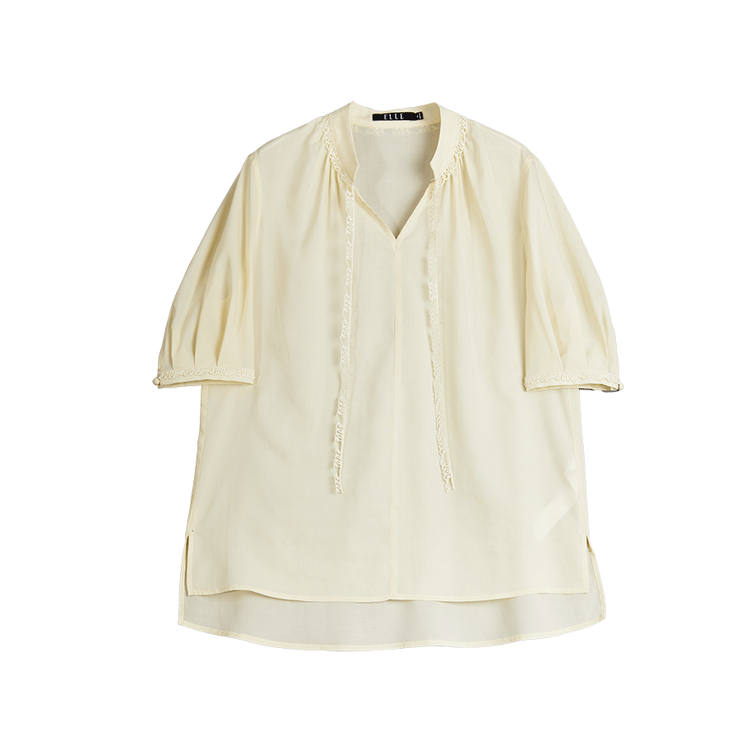 ELLE Shirts Women's Yellow V Neck Moderate Shirt