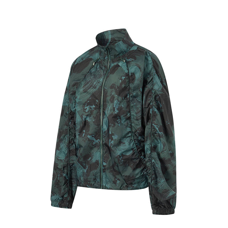 Li-Ning Li Ning Fitness Series Jackets & Coats Women's Cloud Emerald Green Dark Green Black All Over Print