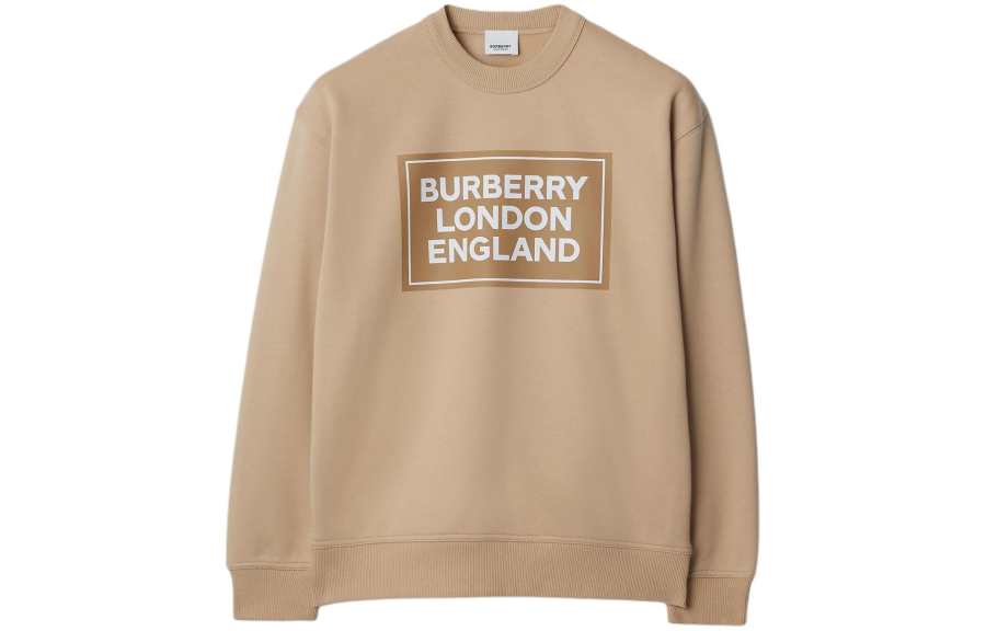 Burberry Santo Logo Print Crew Sweater Soft Fawn