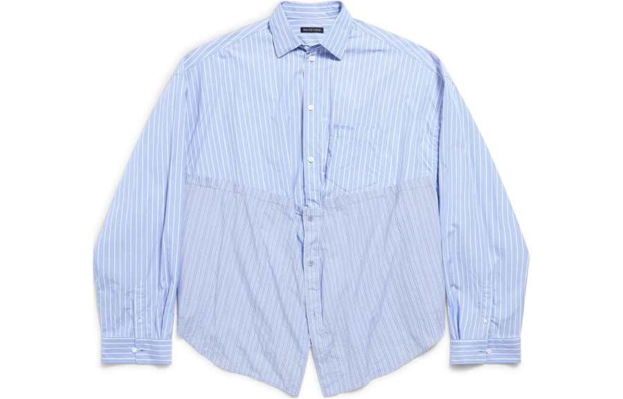 Balenciaga Long Sleeve Cut Up Shirt 'Sky Blue/White'