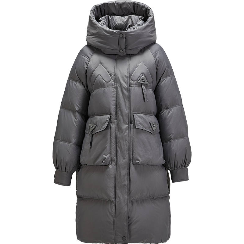 XIANGYING Down Jackets Women's Hooded Moderate Down Coat