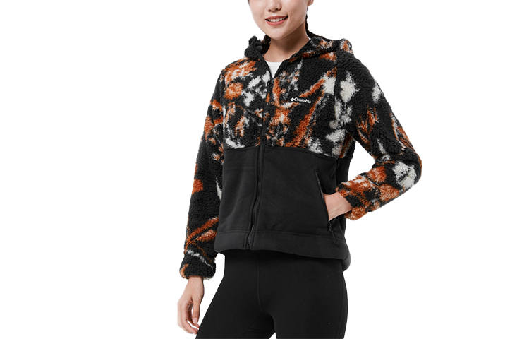 Columbia Fleece Tops Women's Black Hooded Thickened Other
