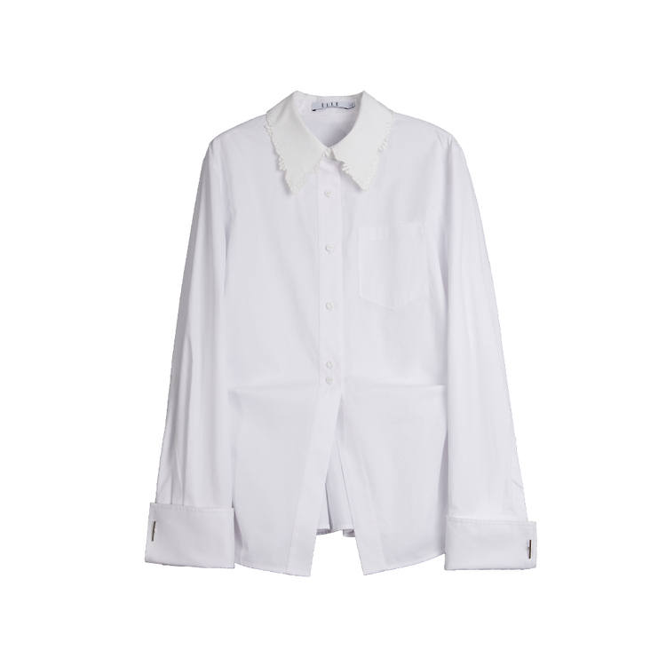 ELLE Shirts Women's White Lapel Moderate Shirt